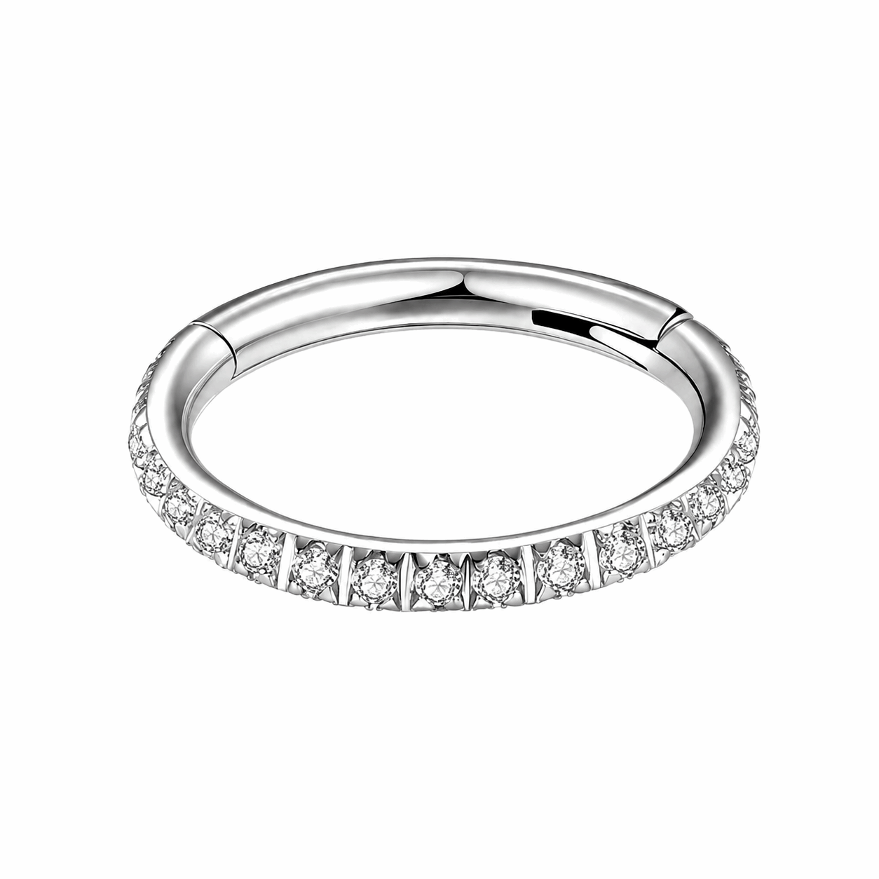 316L Surgical Steel CZ Hinged Segment Clicker Ring – 16G