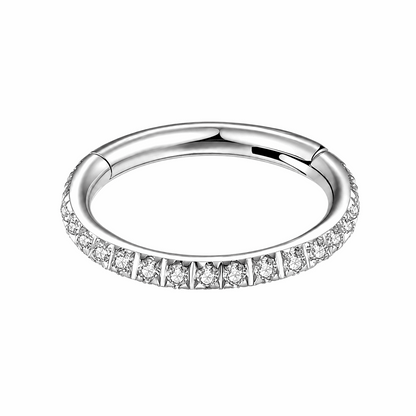 316L Surgical Steel CZ Hinged Segment Clicker Ring – 16G