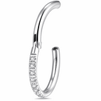 316L Surgical Steel CZ Hinged Segment Clicker Ring – 16G