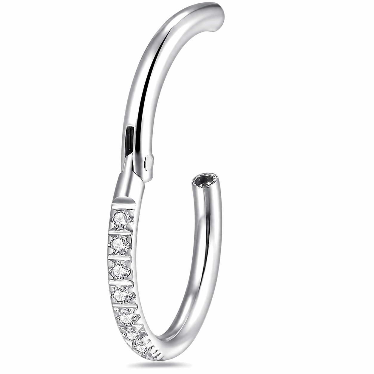 316L Surgical Steel CZ Hinged Segment Clicker Ring – 16G