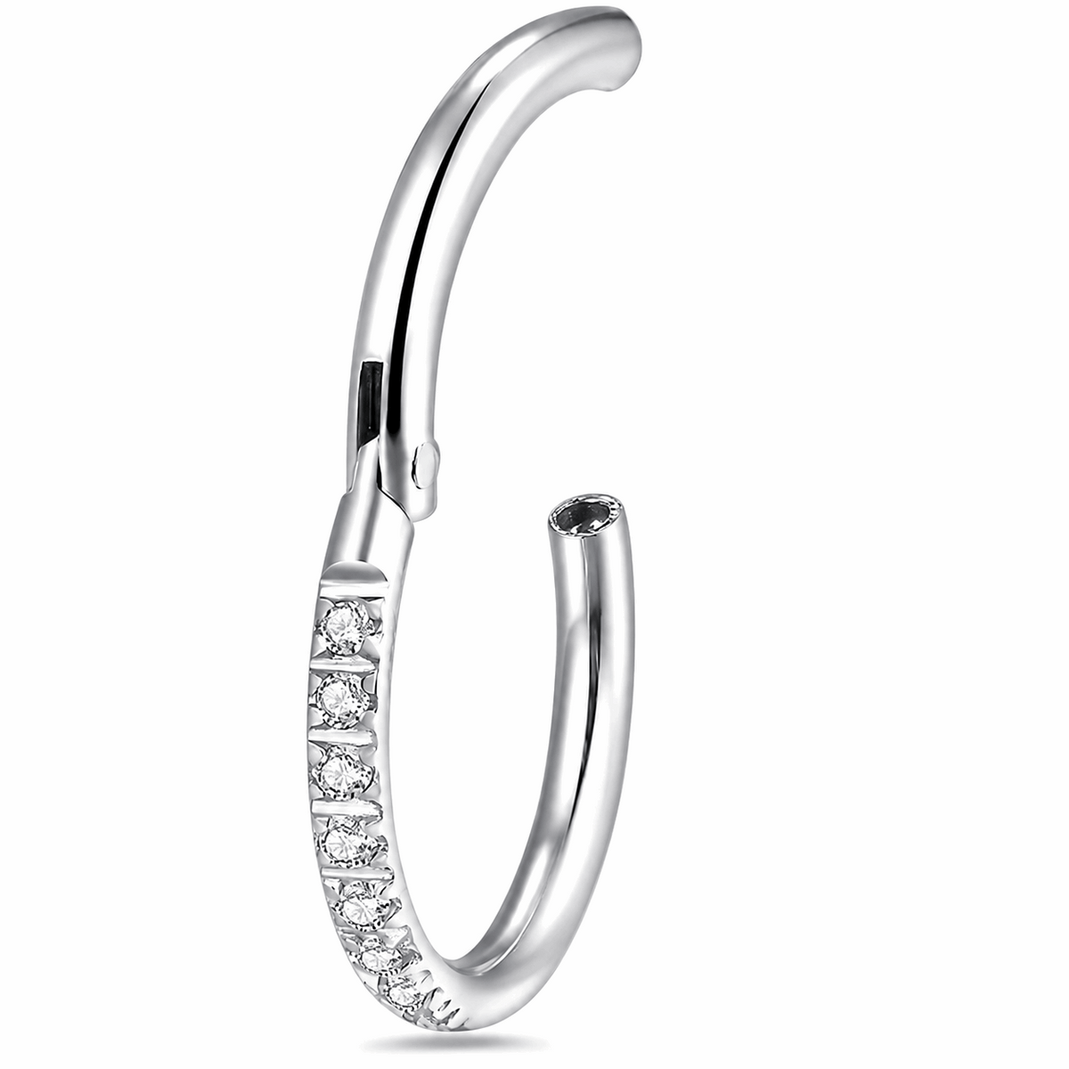 316L Surgical Steel CZ Hinged Segment Clicker Ring – 16G