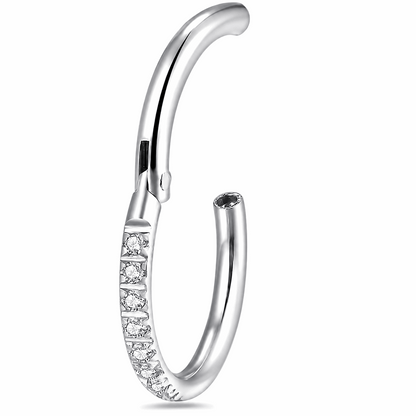 316L Surgical Steel CZ Hinged Segment Clicker Ring – 16G