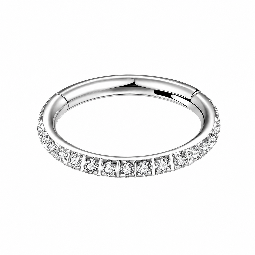 316L Surgical Steel CZ Hinged Segment Clicker Ring – 16G