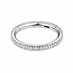 316L Surgical Steel CZ Hinged Segment Clicker Ring – 16G