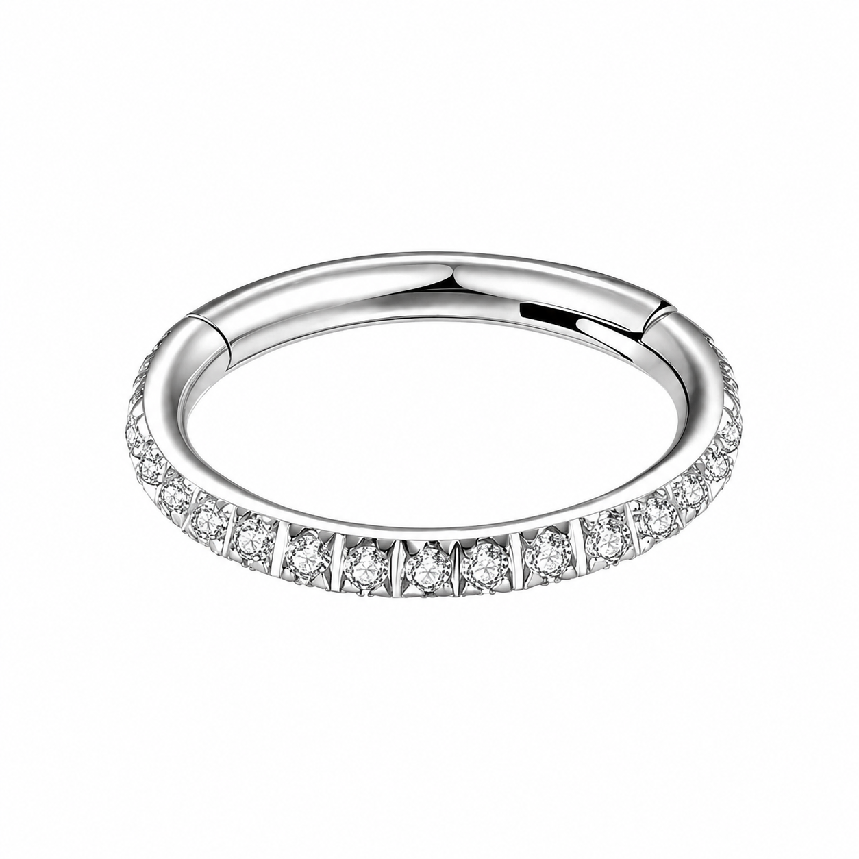 316L Surgical Steel CZ Hinged Segment Clicker Ring – 16G