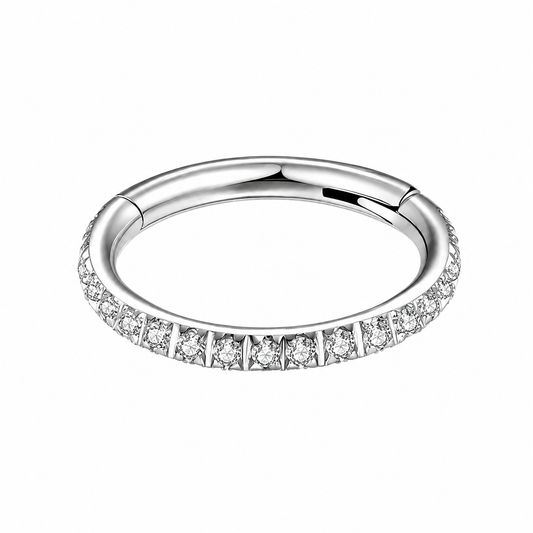316L Surgical Steel CZ Hinged Segment Clicker Ring – 16G