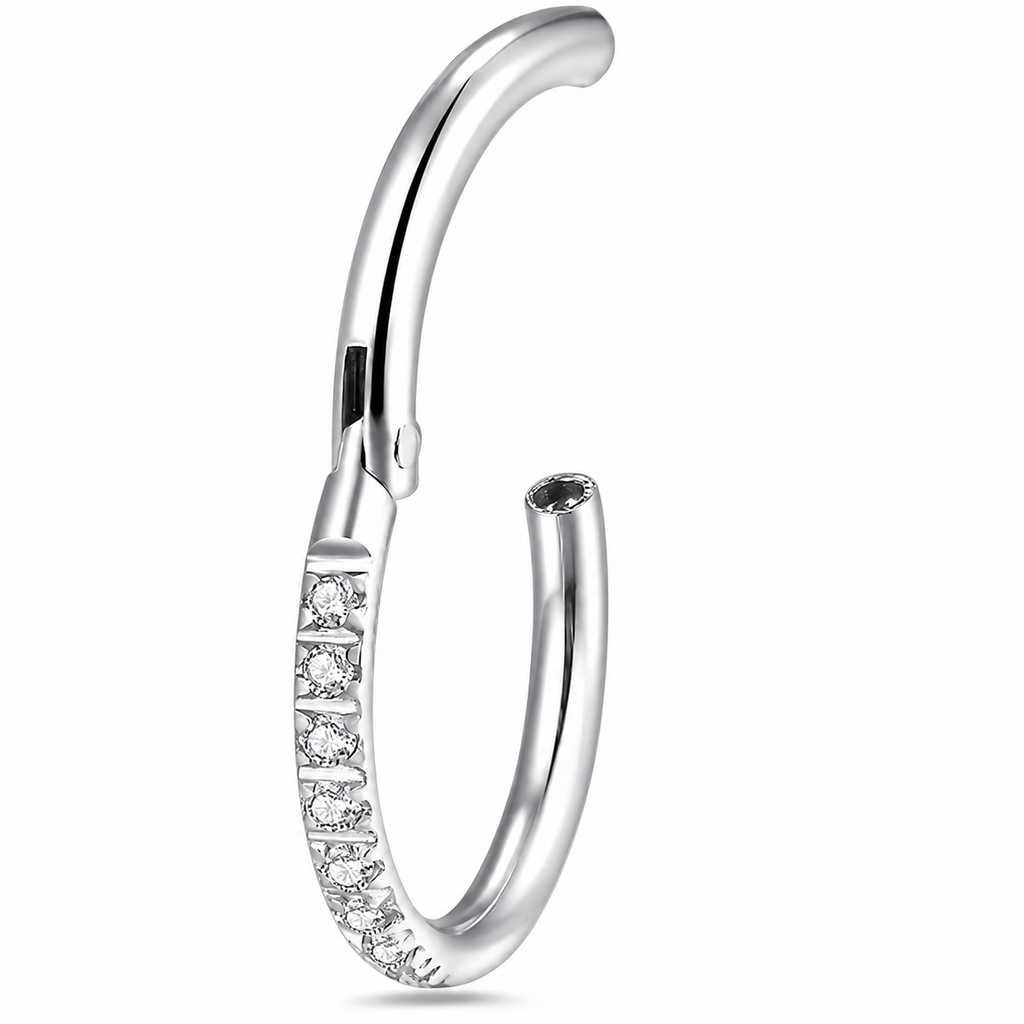 316L Surgical Steel CZ Hinged Segment Clicker Ring – 16G