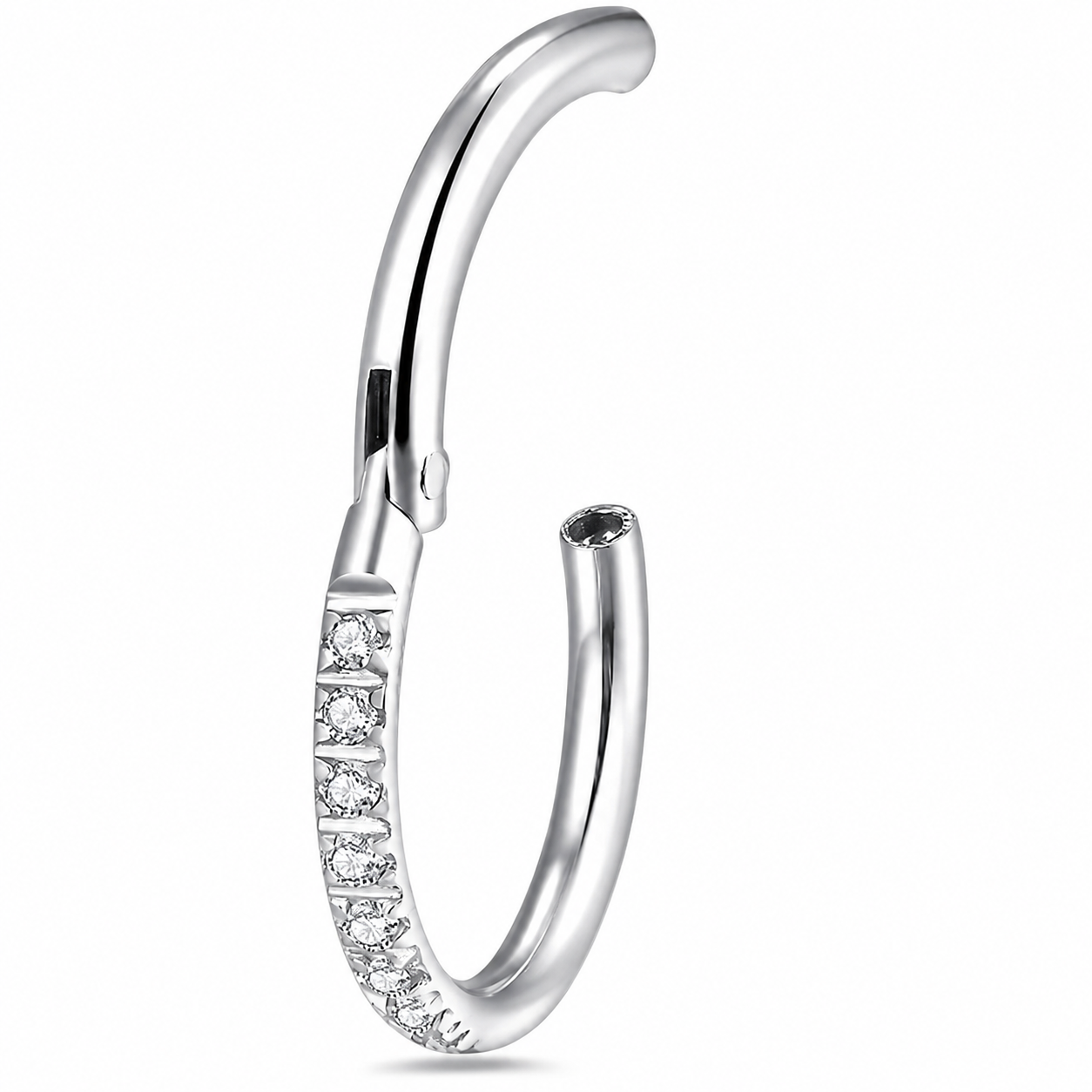 316L Surgical Steel CZ Hinged Segment Clicker Ring – 16G