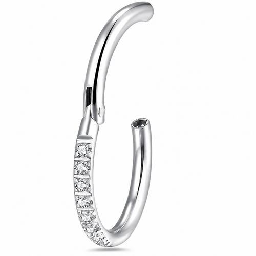 316L Surgical Steel CZ Hinged Segment Clicker Ring – 16G