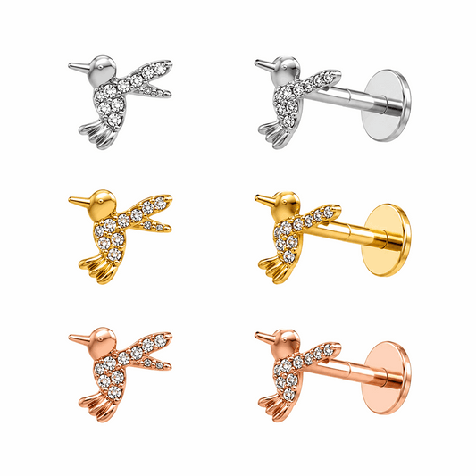 316L Surgical Steel CZ Jeweled Bird Internally Threaded Labret