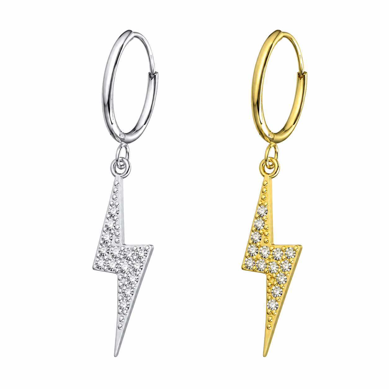 316L Surgical Steel Segment Hoop Earrings with Dangling Flash – Pair