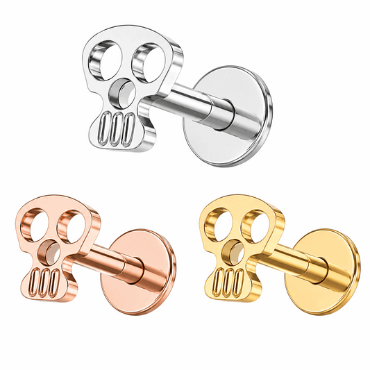 G23 Titanium Skull Internally Threaded Flat Back Labret – 16G(1.2mm)