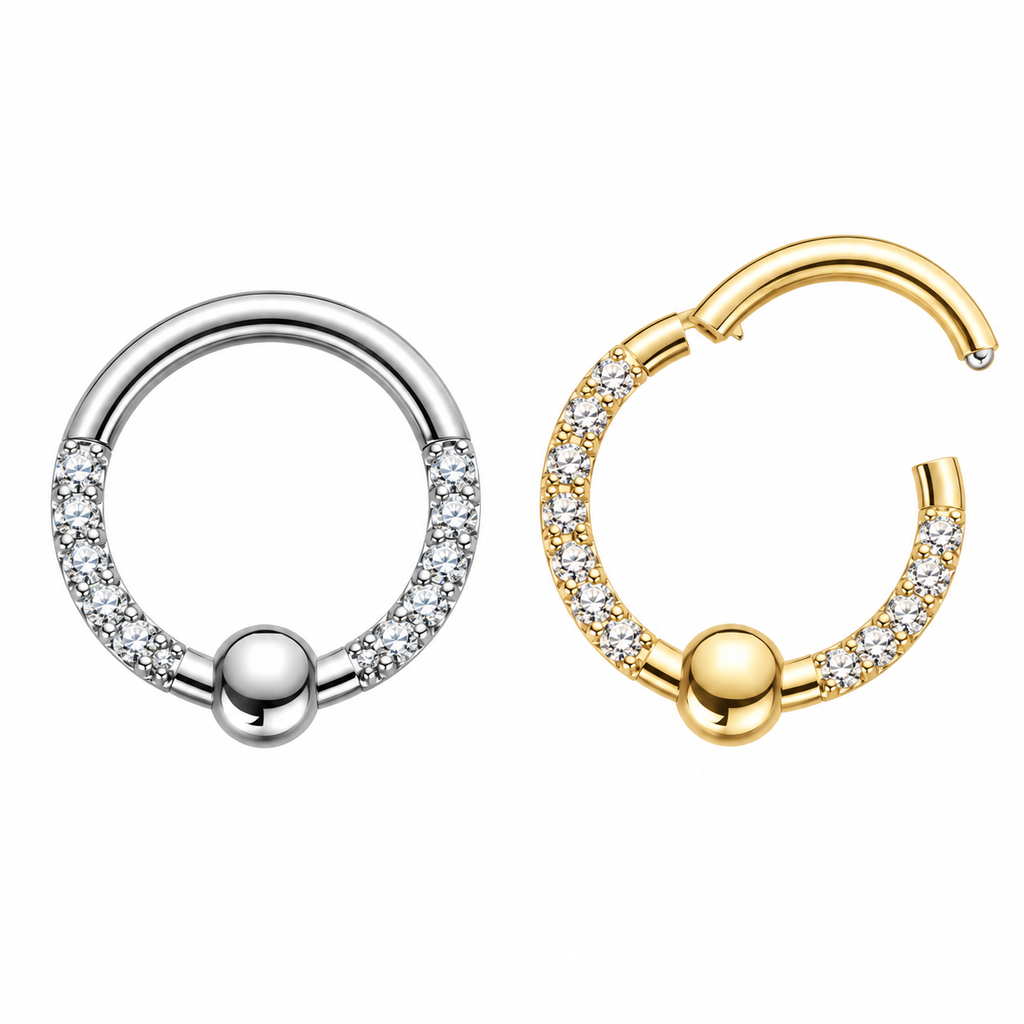 Multi CZ Jeweled BCR Style Segment Clicker Ring – 16G 8mm