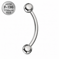 G23 Titanium Internally Threaded Eyebrow Banana Barbell – 16G 8mm
