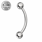 G23 Titanium Internally Threaded Eyebrow Banana Barbell – 16G 8mm