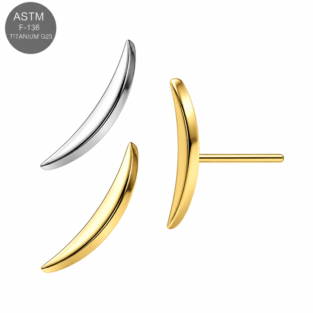 ASTM F136 Titanium Solid Crescent Moon Threadless Top – 18G/16G Compatible