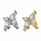 316L Surgical Steel Marquise & Round CZ Internally Threaded Top