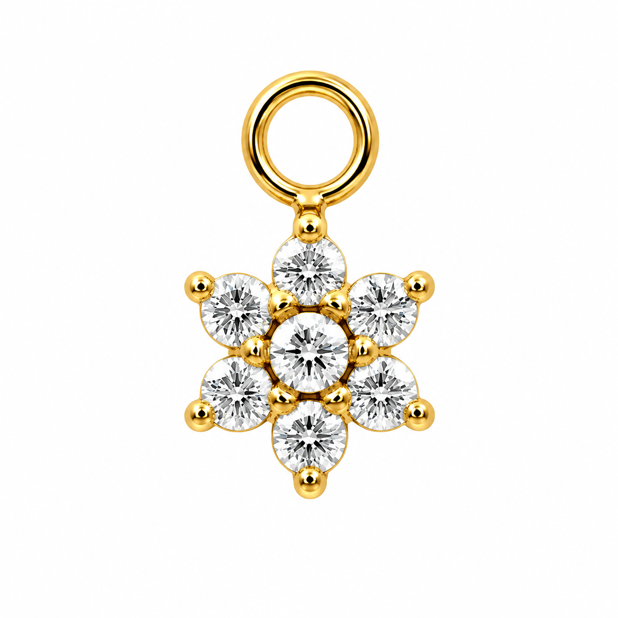 316L Surgical Steel CZ Dangle Charm for Hinged Clicker Rings – Fits 20G, 18G & 16G