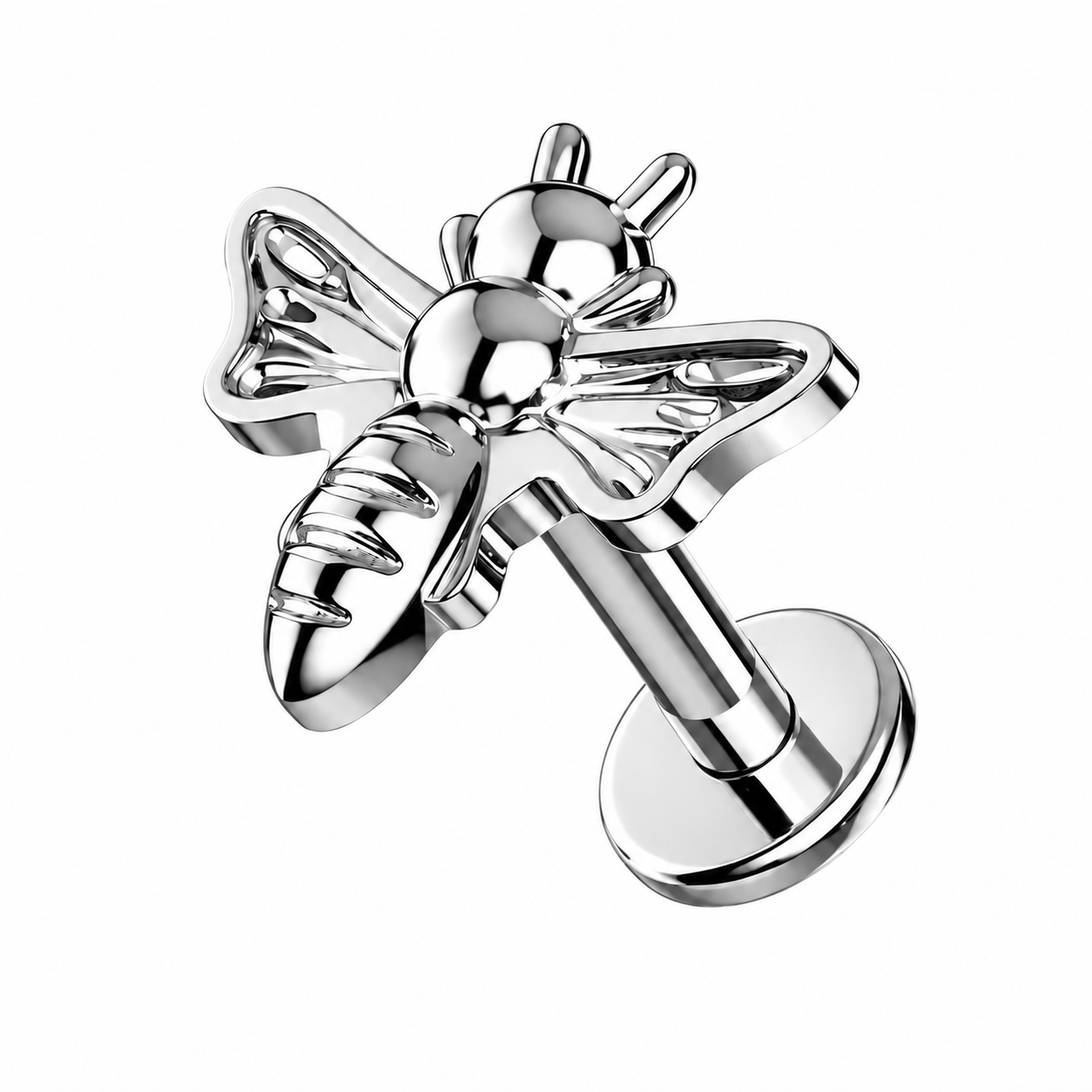 G23 Titanium Honey Bee Threadless Flat Back Labret Stud – 16G (1.2mm)