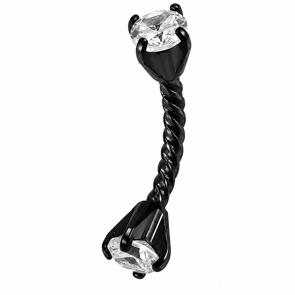 Twisted Rope Eyebrow Ring with Prong Set CZ Stones – 16G (1.2mm)