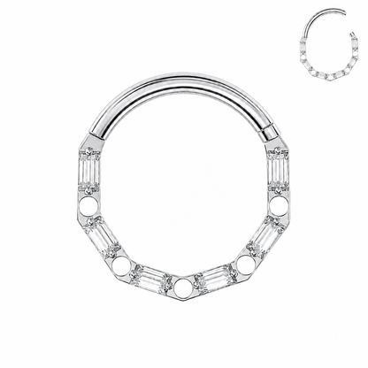 G23 Titanium Baguette Hinged Segment Clicker Ring – 16G (1.2mm) 8mm