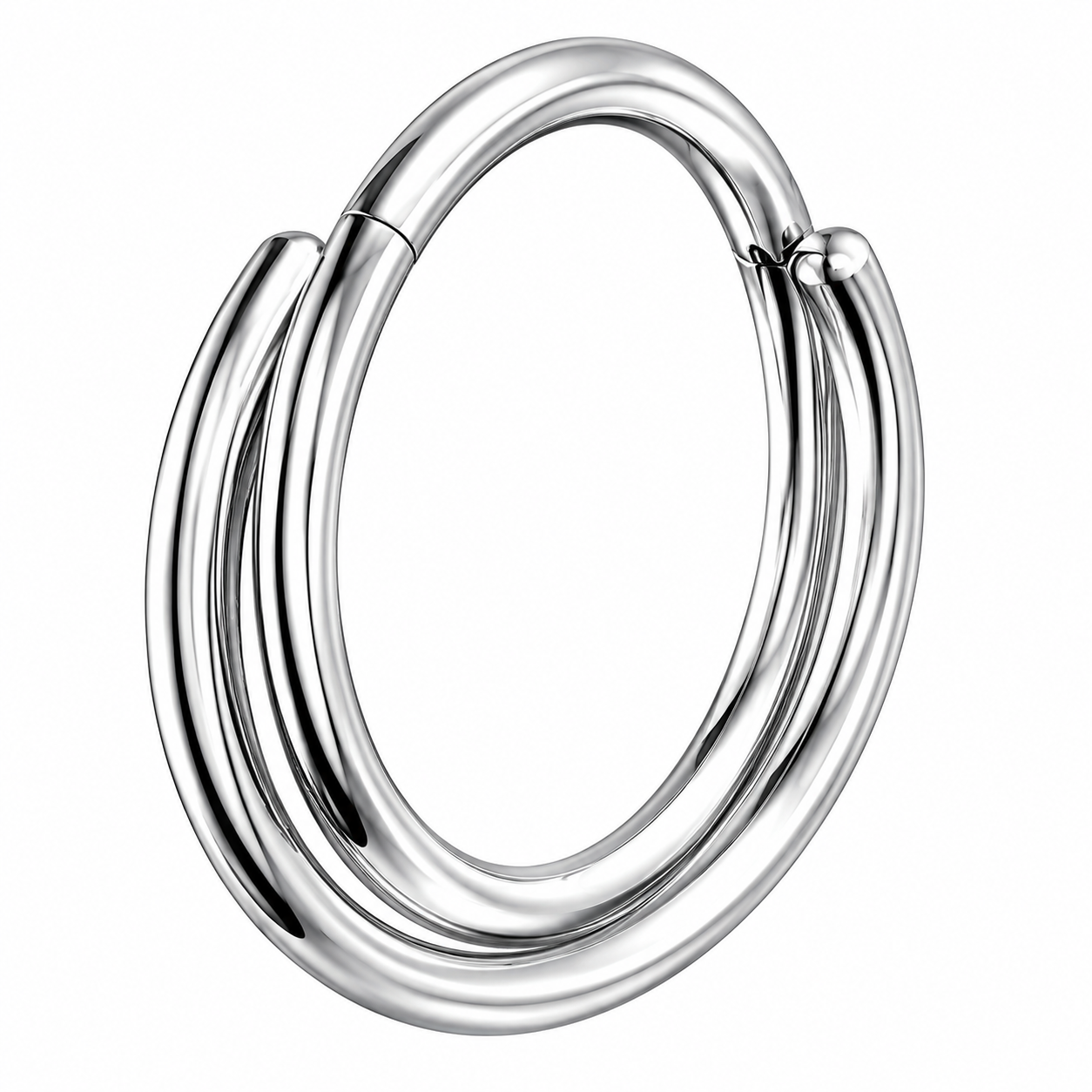 316L Surgical Steel Double Row Twisted Hinged Segment Clicker Ring – 16G (1.2mm) 8mm