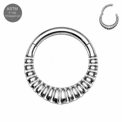 G23 Titanium Carved Teardrop Hinged Segment Clicker Ring – 16G (1.2mm) 8mm