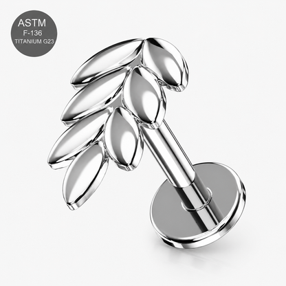Titanium Wheat Sheaf Threadless Flat Back Labret Stud – 16G (1.2mm)