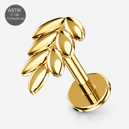 Titanium Wheat Sheaf Threadless Flat Back Labret Stud – 16G (1.2mm)