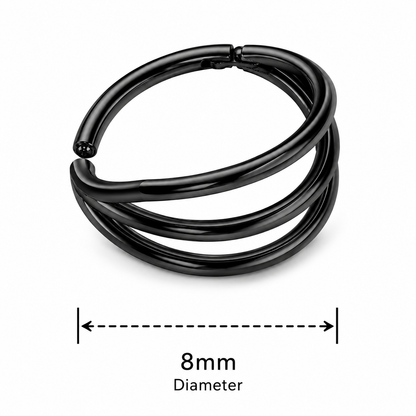 Triple Stack 316L Surgical Steel Hinged Segment Clicker Ring – 16G (1.2mm) 8mm & 10mm