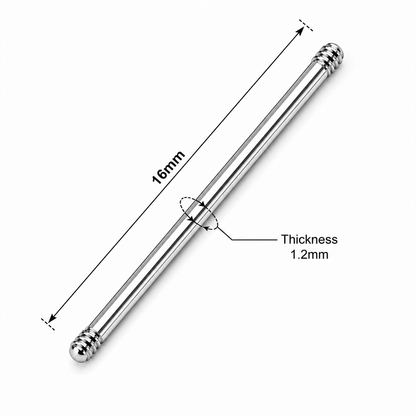 316L Surgical Steel Threaded Straight Barbell Accessories – 14G (1.6mm) & 16G (1.2mm)