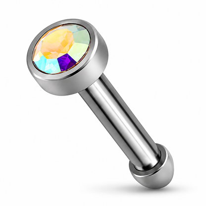 G23 Titanium Bezel Set CZ Nose Bone Stud – 20G (0.8mm) 7mm
