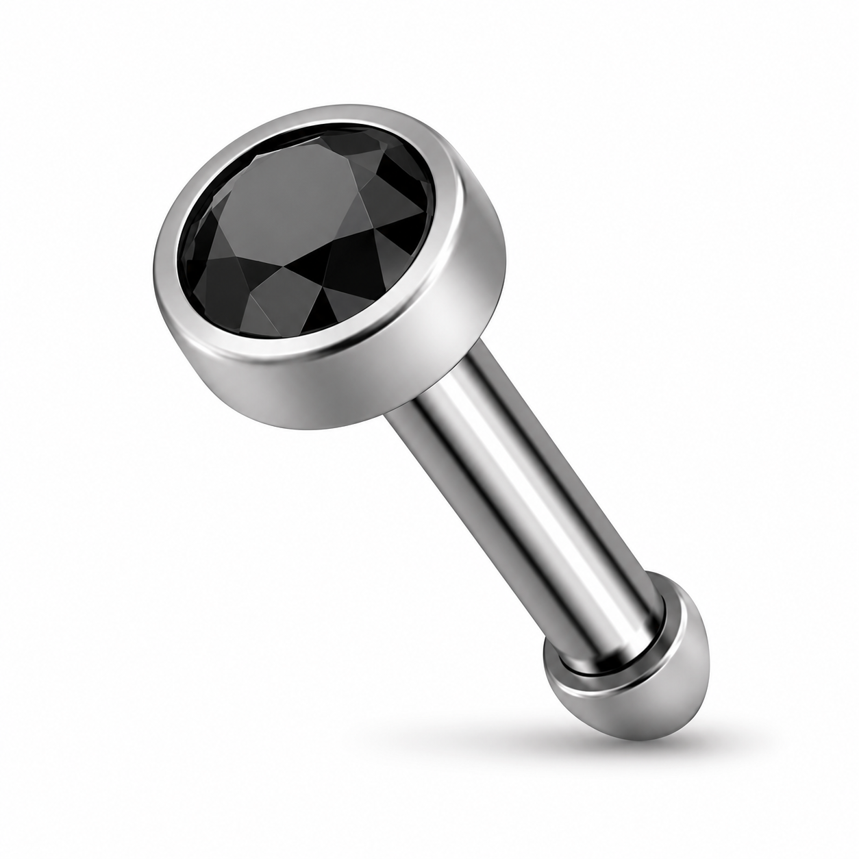 G23 Titanium Bezel Set CZ Nose Bone Stud – 20G (0.8mm) 7mm