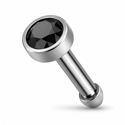 G23 Titanium Bezel Set CZ Nose Bone Stud – 20G (0.8mm) 7mm