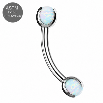G23 Titanium Opal Ball Eyebrow Banana Ring – 16G (1.2mm) 8mm