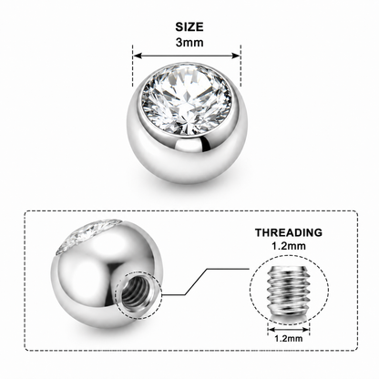 316L Surgical Steel Flat Jeweled Ball Accessories – 16G (1.2mm)