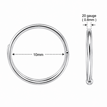 316L Surgical Steel Seamless Double Nose Hoop Ring – 20G (0.8mm)