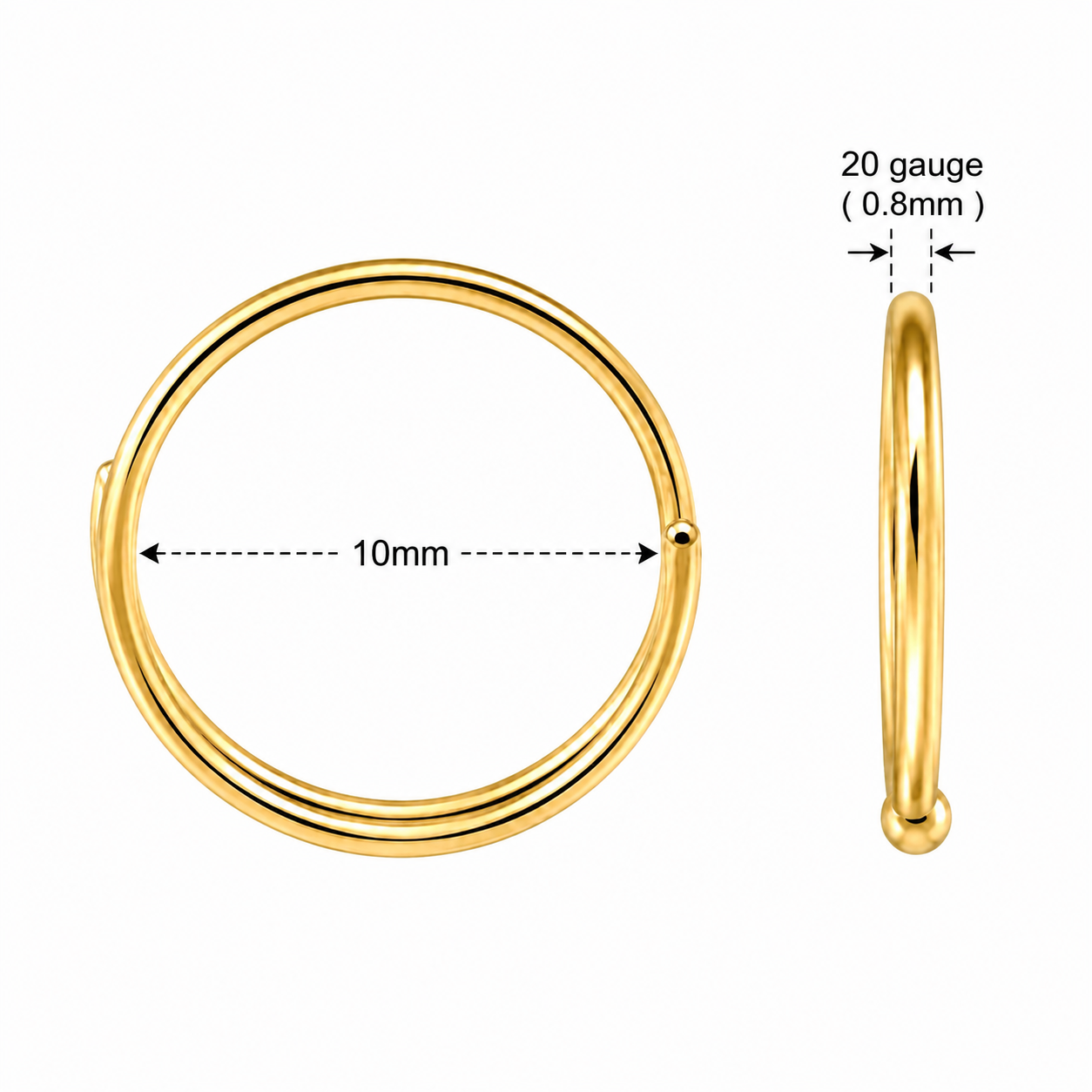 316L Surgical Steel Seamless Double Nose Hoop Ring – 20G (0.8mm)