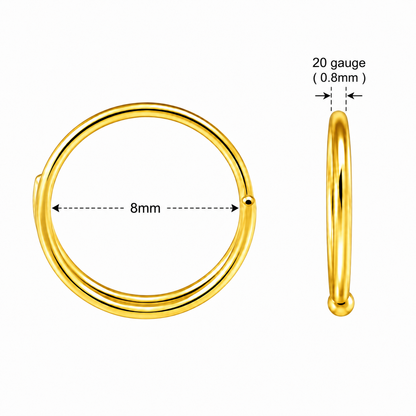 316L Surgical Steel Seamless Double Nose Hoop Ring – 20G (0.8mm)