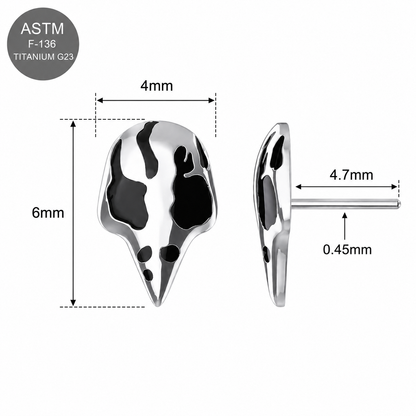 G23 Titanium Raven Mask Threadless Pin Top – 18G & 16G Compatible