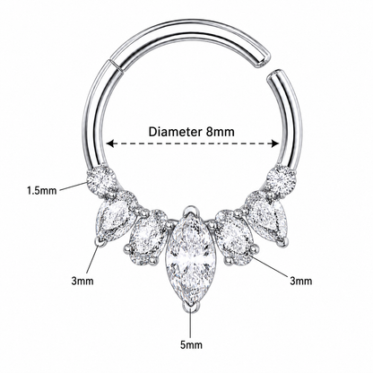 316L Surgical Steel Mixed Stone Hinged Segment Clicker Ring – 16G (1.2mm) 8mm