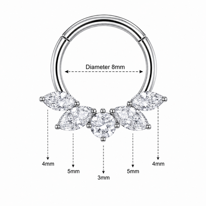 316L Surgical Steel Marquise Butterfly Hinged Segment Clicker Ring – 16G (1.2mm) 8mm