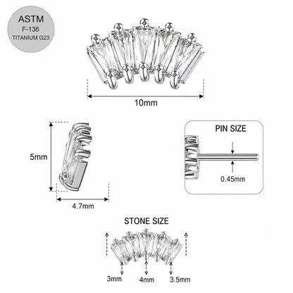 G23 Titanium Crown CZ Threadless Pin Top – 18G & 16G Compatible