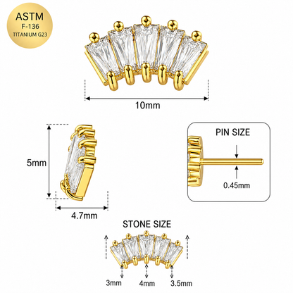 G23 Titanium Crown CZ Threadless Pin Top – 18G & 16G Compatible