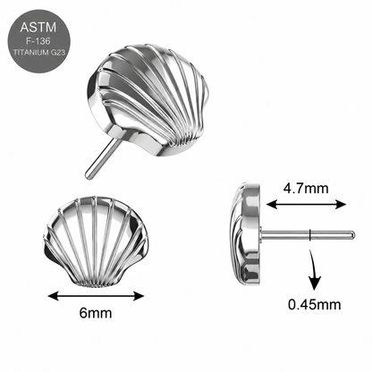 G23 Titanium Seashell Threadless Pin Top – 18G & 16G Compatible