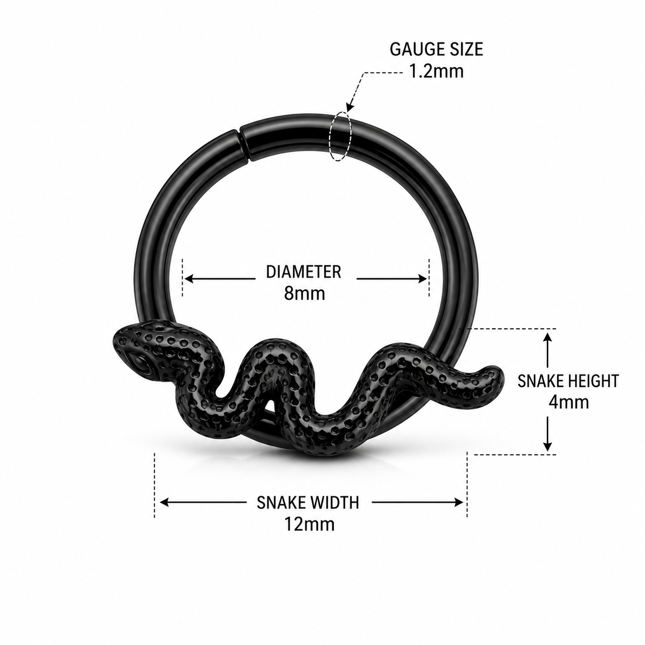 Slithering Snake Hinged Segment Clicker Ring – 16G (1.2mm)