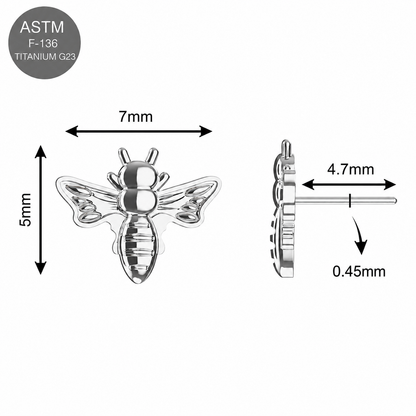 Titanium Honey Bee Threadless Pin Top – 18G & 16G Compatible