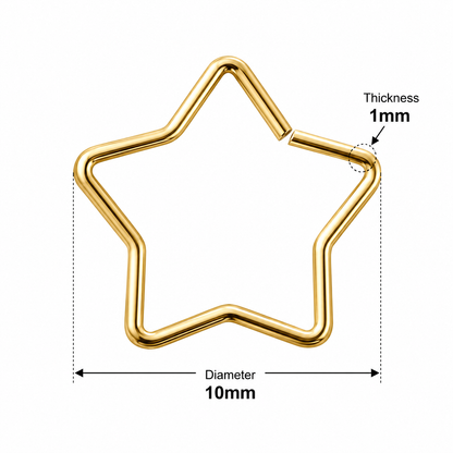 316L Surgical Steel Star Single Closure Ring – 18G (1.0mm) 10mm