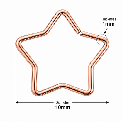 316L Surgical Steel Star Single Closure Ring – 18G (1.0mm) 10mm