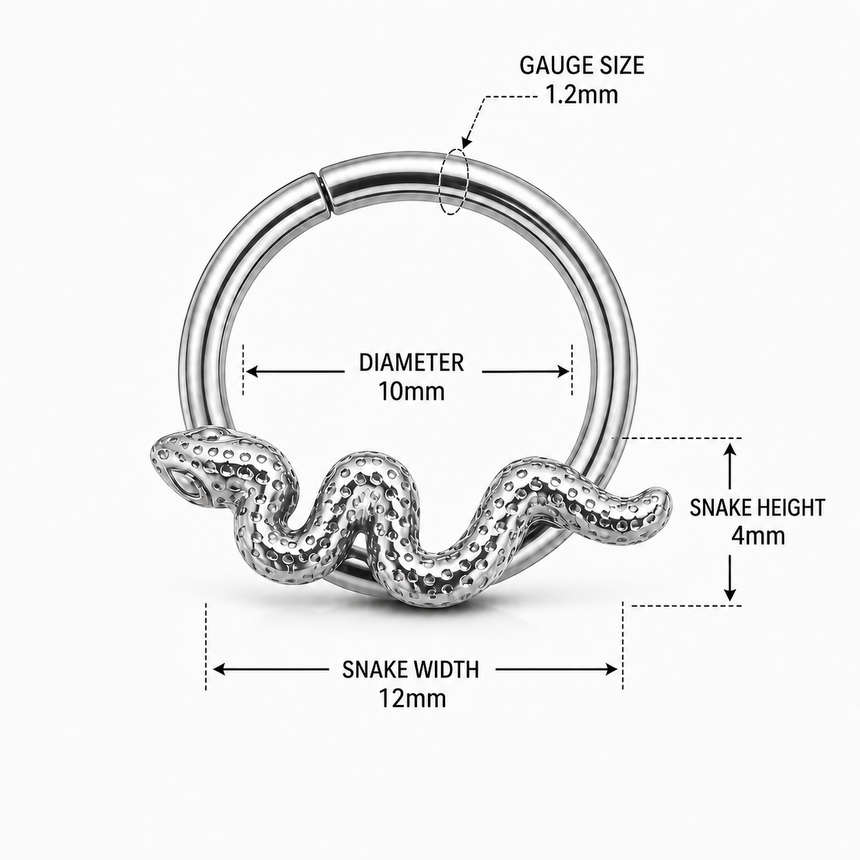 Slithering Snake Hinged Segment Clicker Ring – 16G (1.2mm)